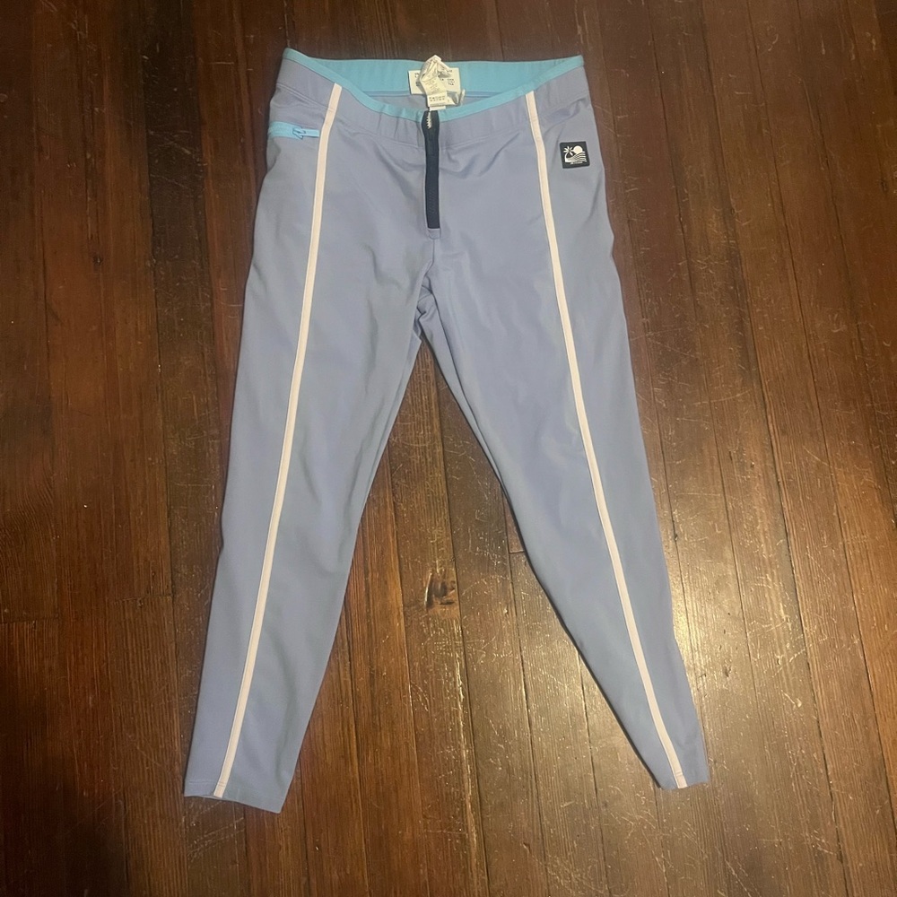 STAUD Light Purple Leggings with Ivory Stripes